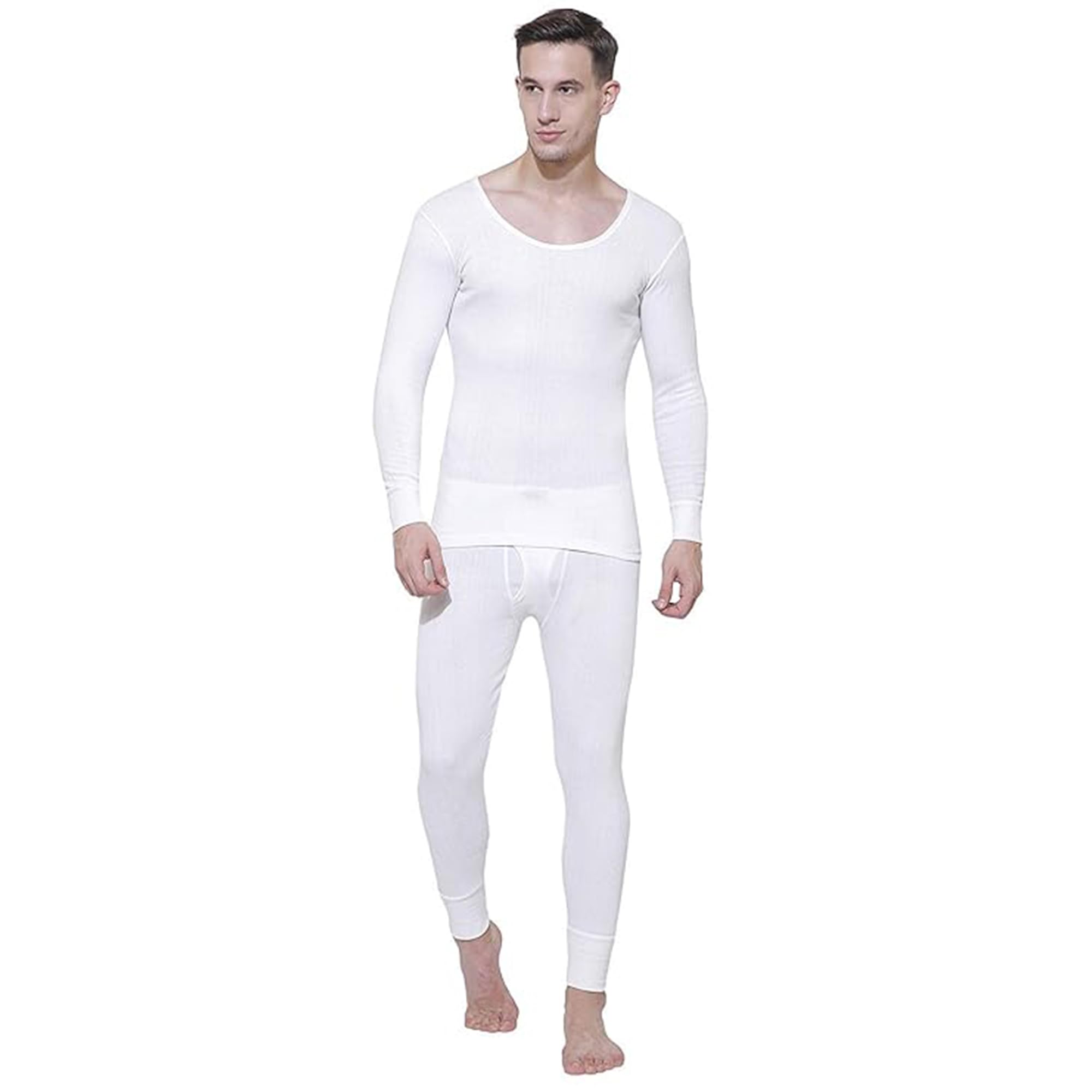 Amul Comfy Men's Parka Round Neck Full Sleeve Top|Super Combed Cotton Rich Regular Fit Body Warmer Thermal Top | Soft, Breathable & Naturally Insulated Winter Thermal Undershirt Top White - Image 3 thumbnail