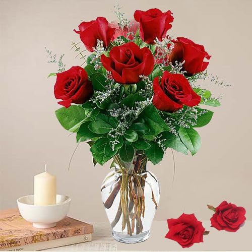 IFG's Beautiful Vase Arrangement of Red Roses, 6 pcs Fresh Flowers - Same Day Delivery-image-41