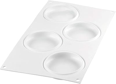 Silikomart Decor Round 80 Silicone Baking and Freezing Mold with 4 Cavities, Each 3.34 Inch Diameter x 0.59 Inch High