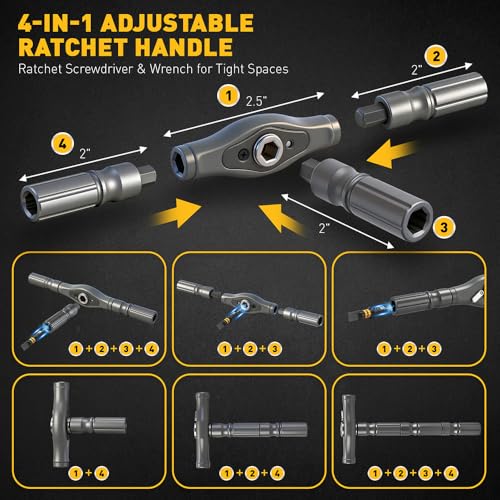 Image of 46 in 1 Magnetic Ratchet Screwdriver Set, Multi-Bit Screwdriver Kit, Nut Driver Set, Detachable Ratchet Handle with Storage Case, Repair Tool Kit for Furniture, Computer, Bicycle