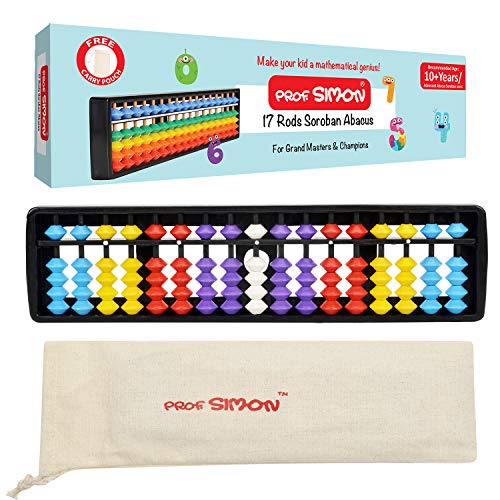 Image of 17 Rods /digits Soroban Plastic Abacus With Multicolour Beads, 10+ Years,10 Year