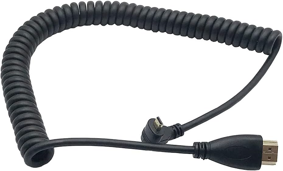LiKuCo Micro HDMI to HDMI Coiled Cable 4k Down Angled Coiled Micro HDMI to HDMI Cable,Spiral HDMI to Micro HDMI Cable for 1080P, 4K, 3D