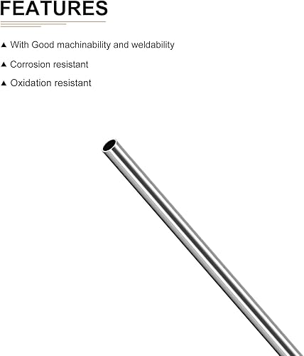 Miniatura 3 de Tubo de acero inoxidable 304 de 0.236 in x 0.016 in x 9.843 in (ODxWall TxL) - 1 paquete - Bueno para equipos de maquinaria - Tubos de metal pulido