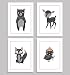 Boho Decor, Children's Wall Art Prints, Boho Woodland Animal Collection, Set of Four 8x10 Prints, Forest Nursery, Gender Neutral Nursery Decor, Bear, Deer, Owl, Fox, Woodland Nursery, Kids Room