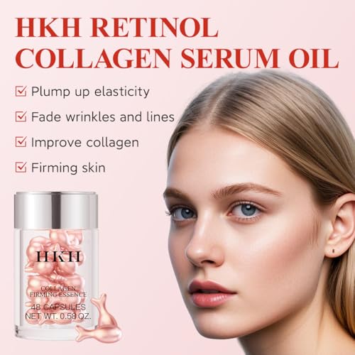 HKH Retinol Serum Capsules for Face: 48 Caps Anti-Aging Wrinkle Skincare Night Serum - Vitamin A & E Facial Oil for Women - Firming Smoothing & Hydration - Travel-Friendly with Sci image 6