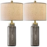 BOBOMOMO 24.5" Table Lamp Set of 2 for Living Room Modern Bedside Lamps for Bedroom Glass Nightstand