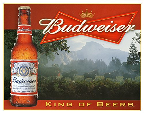 Signs 4 Fun SIG282 Budweiser-King of Beers Metal Tin Sign, Red