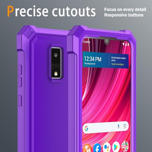 Mocotto for BLU View 4 Phone Case with Tempered Glass Screen Protector,Slim Soft Silicone Full-Body Protective Case for BLU View 4 (B135DL) (Purple) - Thumbnail 5