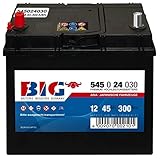 BIG 54524 Starterbatterie mit einer Kapazität von 45Ah. Die PKW-Batterien der BIG-ASIA-Range haben eine Spannung von 12Volt und sind geeignet für Fahrzeuge mit erhöhter Ladespannung von 14,8V