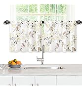 Kitchen Curtains Set Of 2 - 26x45 Inch Tier Cafe Curtains, Rod Pocket, Light Filtering Farmhouse Style For Kitchen, Bathroom, RV