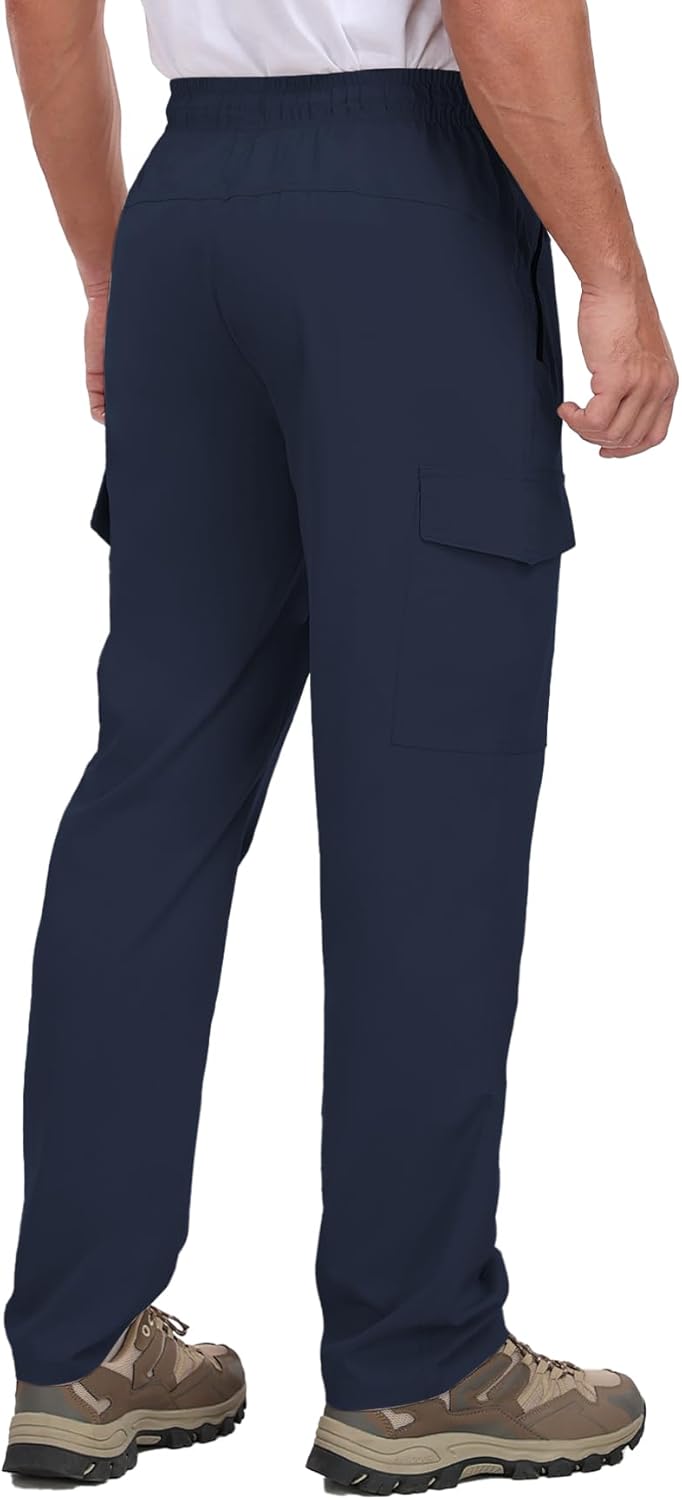 Men Lightweight Joggers Pants Hiking Zipper Pockets Quick Dry Runing Exercise Elastic Waist Sweatpants Cargo - Image 4