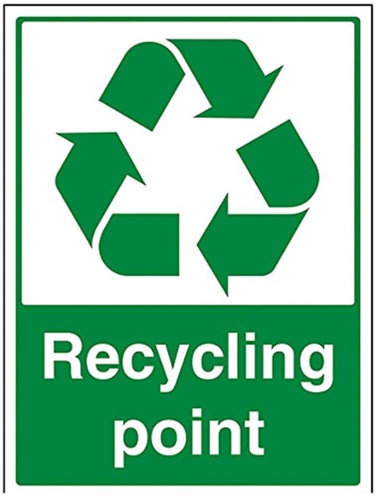 V Safety Recycling Point Sign - 300mm x 400mm - Self Adhesive Vinyl
