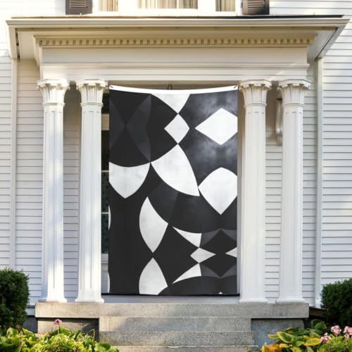 Drapeau extérieur double face pour jardin et façade en polyester noir et blanc - 8