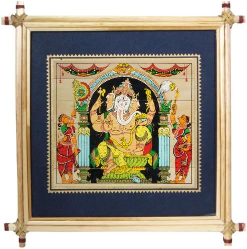 Framed Ganesh Painting with a Cane Frame