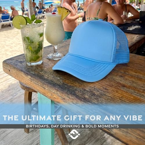 Image of Funky Junque Foam Trucker Hat, Trucker Hats for Women & Men - Blank Adjustable Snapback Mesh Back Baseball Cap