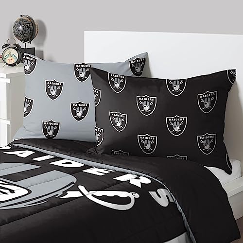 FOCO Las Vegas Raiders NFL Team Color Bed in a Bag Tröster Bettwäsche 3-teiliges komplettes Set