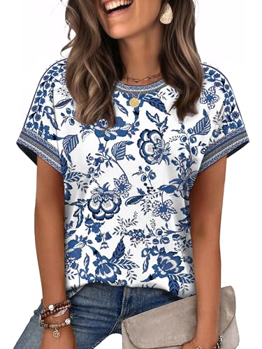 Image of WIHOLL Womens Tops Short Sleeve Shirts Summer Outfits 2026 Spring Dressy Casual Clothes Clothing