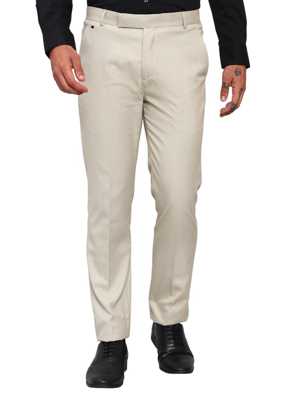 cantabil Men's Self Design Regular Fit Non Pleated Formal Trouser (P_MTRF00224)-picture-32
