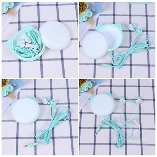 Mikikit Cute Cat Paw Earphones Boys and Girls Headphones Cartoon Shape Includes Storage Box