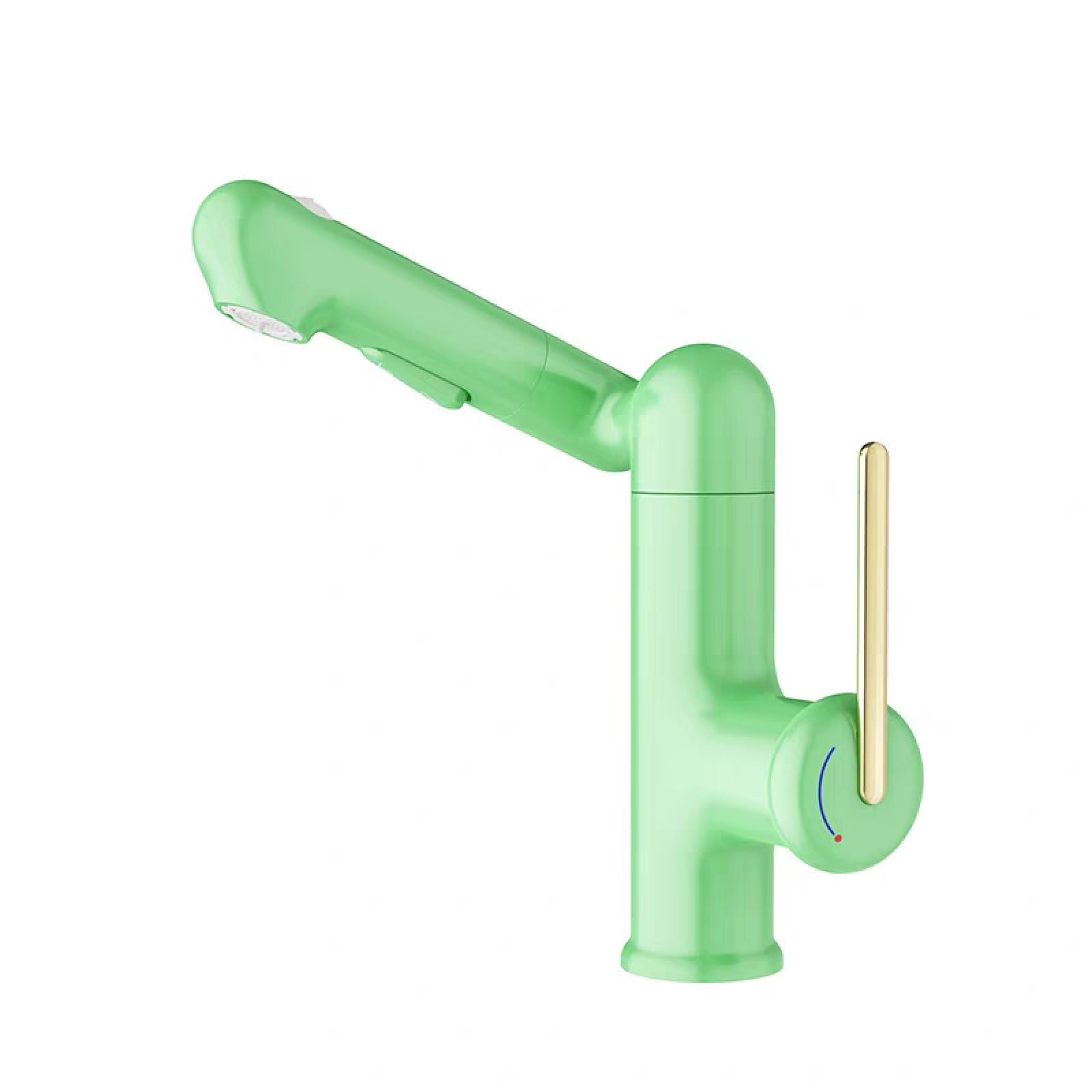 Fanjubei Green Bathroom Copper Robotic Arm Basin Hot And Cold Water Faucet,