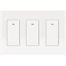 Smart Light Switch Compatible with Alexa and Google Assistant, WiFi Controlled, Schedule and Remote Access, Neutral Wire Required (3 Gang Smart Switch)