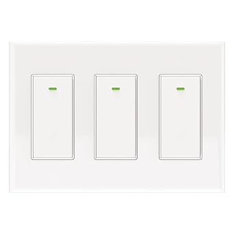 Smart Light Switch Compatible with Alexa and Google Assistant, WiFi Controlled, Schedule and Remote Access, Neutral Wire Required 3 Gang Smart Switch