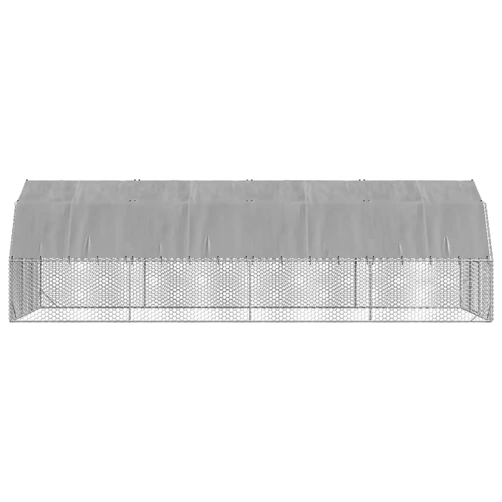 Gallinero de 2,5 x 8 x 2,25 m, con techo, para gallinero, de acero galvanizado, para aves de corral, patos, gansos, cercado estable con malla de alambre y puerta