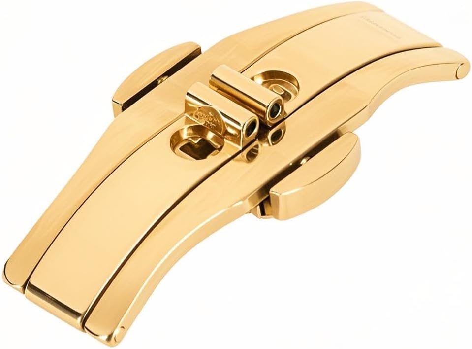 Butterfly Watch Deployment Clasp, Watch Buckle Replacement 6mm 19mm Watchband Clasp Double Push Button Folding Watch Deployment Clasp, Golden