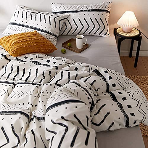 Houseri White And Black Striped Comforter Set King White Aztec Comforter Boho Bedding King Size Folkloric Bohemian Tribal Bedding Striped Chevron Geometric Comforter Sets King #TOP1
