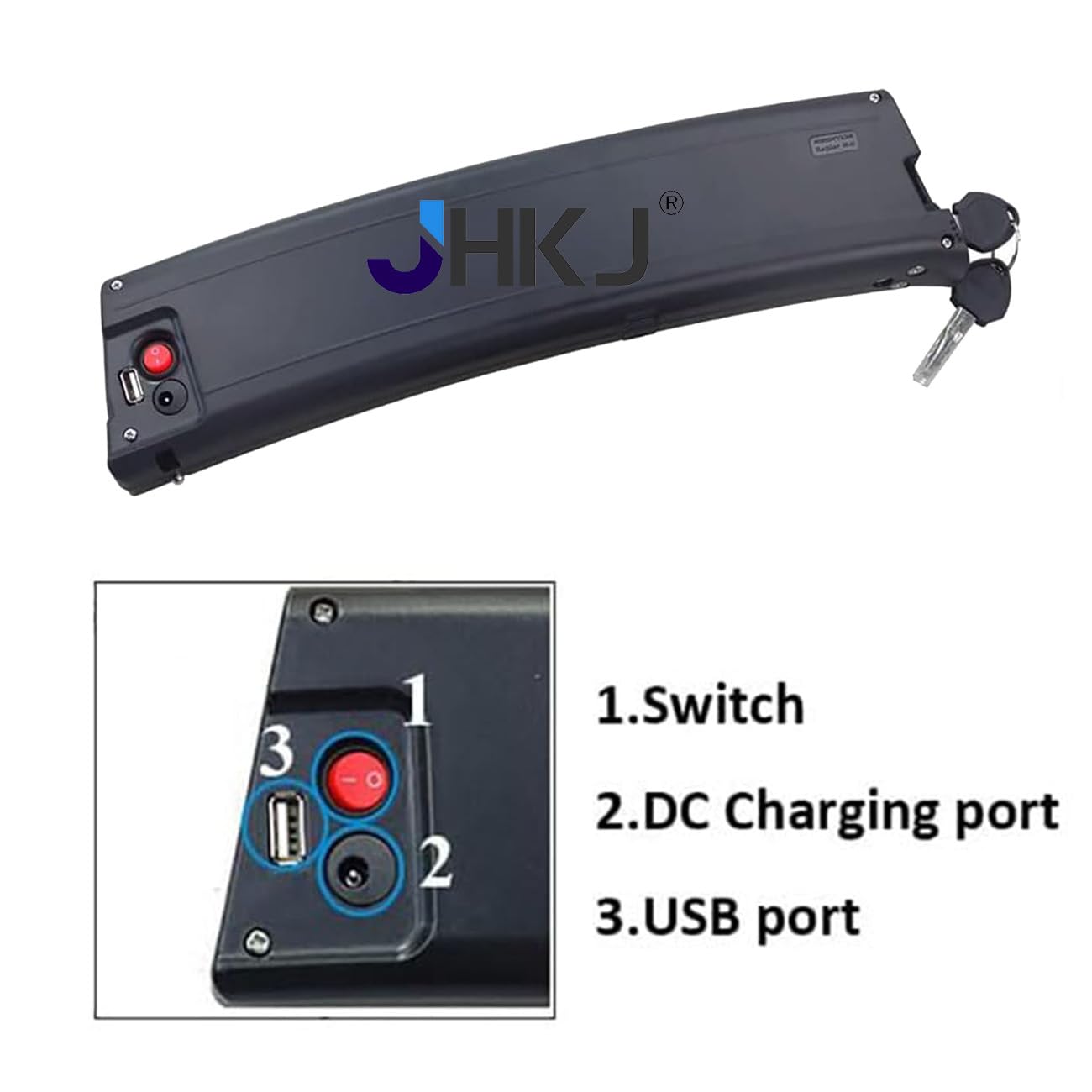 JHKJ 36V Lithium Akku Für E-Bike - Mit Ladegerät & USB-Anschluss Bis 400W Motoren
