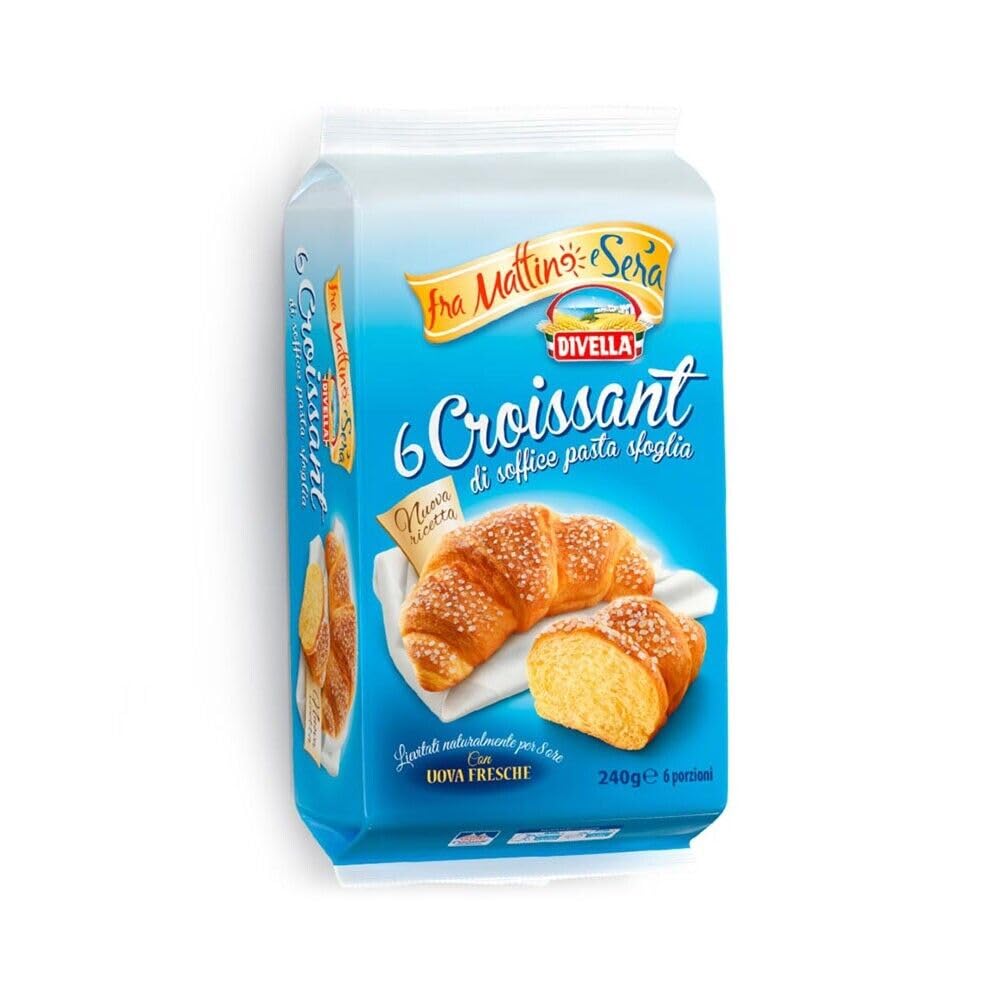 12er-Pack Divella Croissant Classico,Croissants mit weicher Blätterteig,240g Packung,Jede Packung enthält 6 Croissants + Beni Culinari Kostenloser Schlüsselanhänger