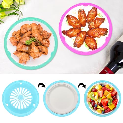 image for EBIGIC Paper Plate Holders 4 Packs with Snap-in Grooves 10.5 Inch Plas