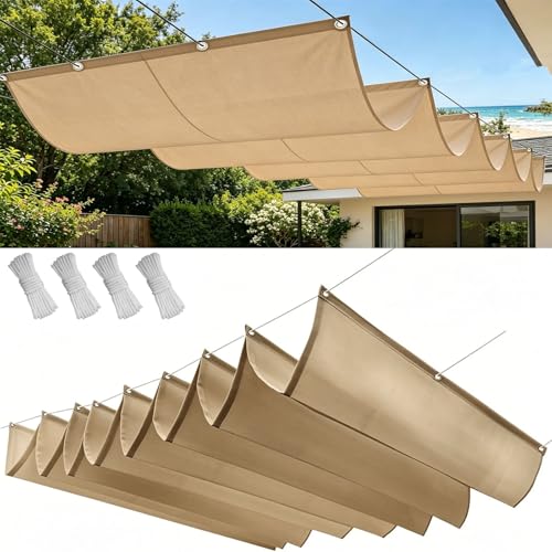 Voile Ombrage Rétractable Vague bâche ombrage extérieure imperméable kaki