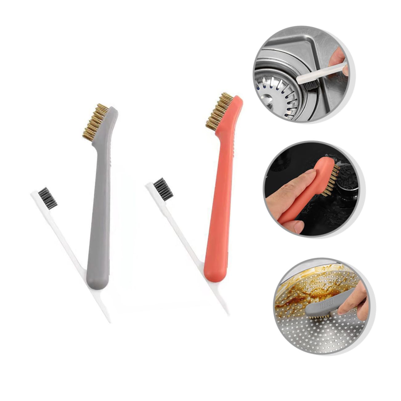 WOFASHPURET 2sets 2pcs Multi Function Kitchen Range Hood Cleaning Brushes Durable Wire Brush for Efficient and Cooktop Cleaning Comfortable Handle for Home Restaurant Use 2pcs*2