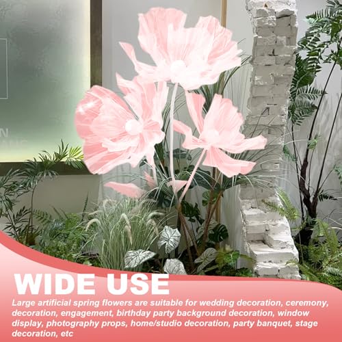 Fleurs géantes en gaze de 55 pouces avec 3 têtes et base pliable Style2