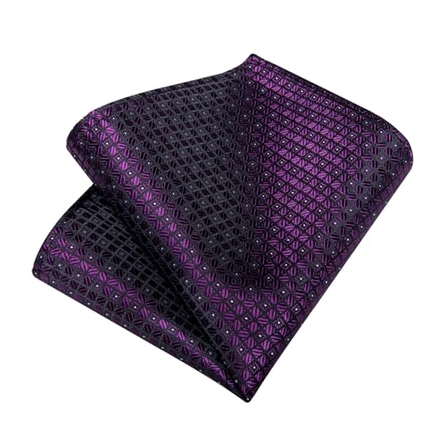 Image of DiBanGu Striped Tie Set for Men Silk Woven Plaid Necktie and Pocket Square Cufflinks Business Wedding