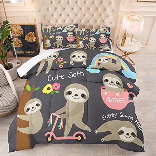 Ninenine Sloth Bedding Sets Full For Boys Girls Teens Cute Comforter Set Soft Microfiber Reversible Quilt With 2 Matching Pillowcases #TOP11