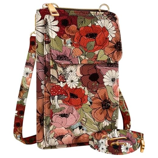 Miss Adola Cute Small Crossbody Purse Cell Phone Bags for Women - Leather Cellphone Wallet Purse with Handle Rope and Adjustable Shoulder Rope, Flower Mogu