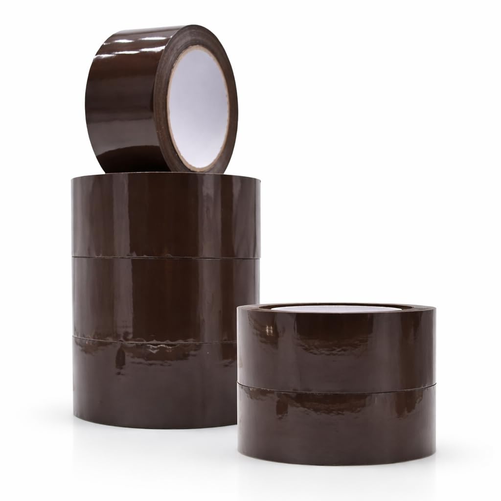 WOD CST20WBA Tan Packing Tape - 2" in. x 110 Yards Per Roll (6 Rolls) - Strong Heavy-Duty Industrial Shipping Box Packaging Tape for Moving, Office, & Storage