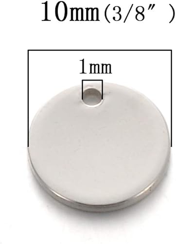 Miniatura 4 de 50 unidades de dijes redondos de acero inoxidable grabados a granel, etiquetas personalizadas para estampado en blanco de 0.315 in, 0.394 in, 0.787