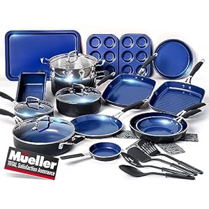Mueller Sapphire UltraClad Kitchen Frying Pots and Pans Set 24pc Nonstick Induction Cooking Cookware Sets