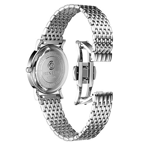 Binlun Ultra Thin Mesh Stainless Steel Watch Band Light Watch Strap Polished Watch Strap Replacement 12Mm/14Mm/16Mm/18Mm/20Mm/22Mm For Men Women With Butterfly Buckle (14Mm, Silver) #TOP1