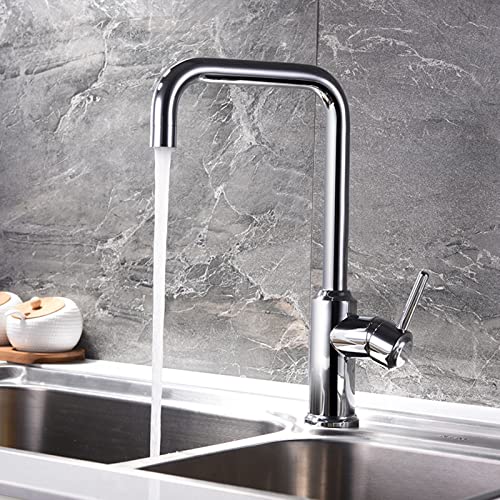 Robinet de cuisine laiton mitigeur 360° chrome eau chaude froide - 2
