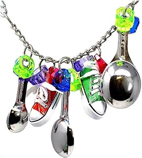 YUMSUM Parrot Hanging Chewing Toys Swing Bird Spoon Mini Sneaker for Parakeet Cockatiel Conure Cockatoo Macaw African Greys Parrot Cage Toys