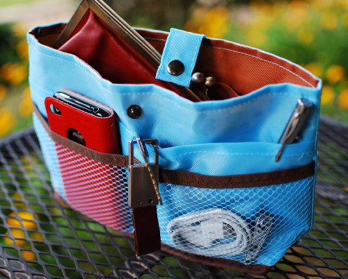 iGet (TM) Purse Organizer Insert Makeup Bag Cosmetic Travel Handbag (Baby Blue)