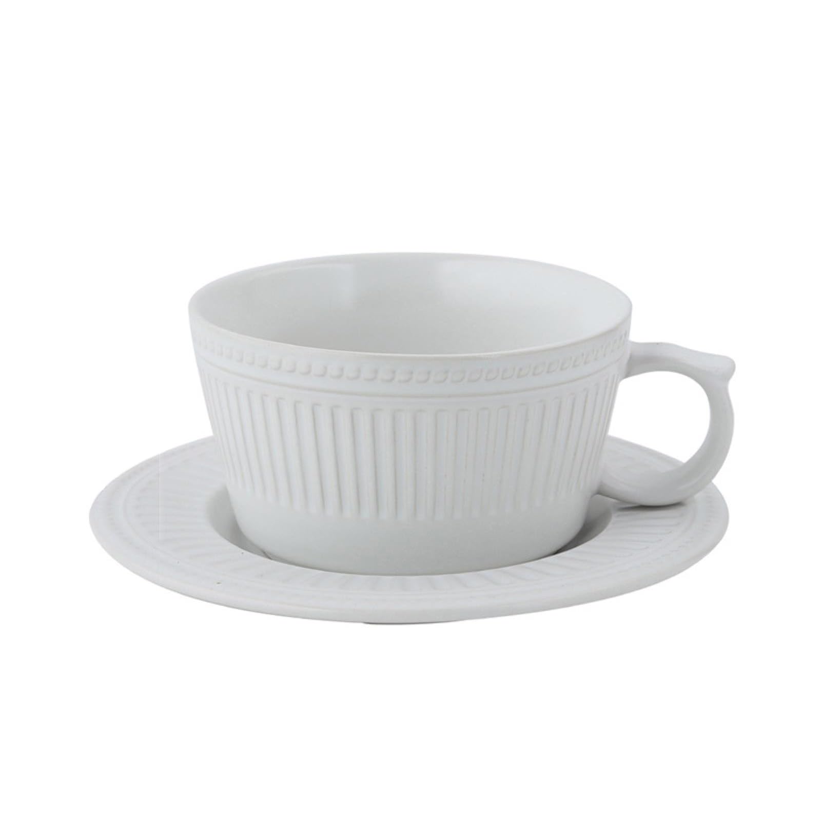 Zestaw filiżanek i spodków do herbaty, europejski zestaw filiżanek do kawy, filiżanka i spodek z porcelany kostnej, 300 ml minimalistyczny styl europejski kubek do kawy włoski retro ceramiczny kubek
