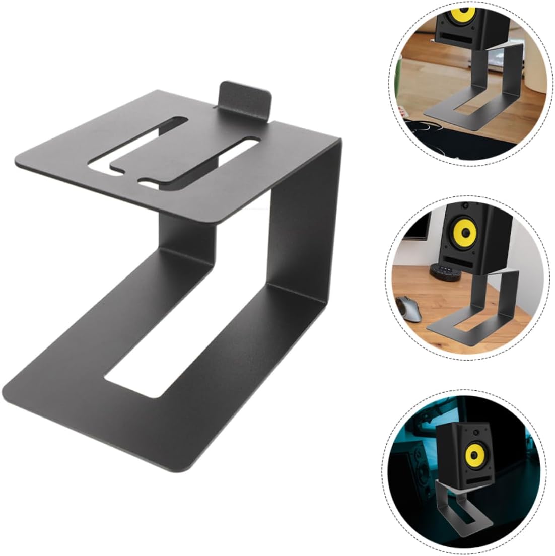 2pcs Adjustable Metal Desktop Speaker Stand Black Tabletop Speaker Riser for Computer Audio Systems Compact Design Non-Slip Base