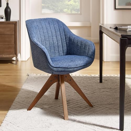 Art Leon Desk Chair - Mid Century Modern Office Chair No Wheels, Swivel Accent Chair with Oak Wood...