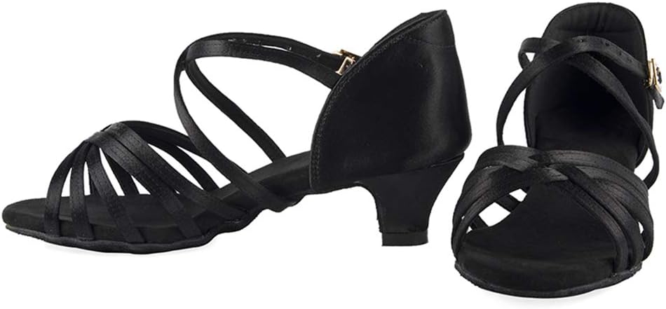 Girls Latin Dance Shoes Silk Ballroom Salsa Tango Professional Performance Practice Dancing Shoes, Model EMXGG-ZSDB - Image 4