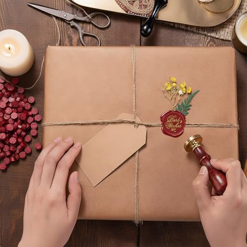 300 Stück Siegelwachs Perlen, Wachssiegel Stempel Set Inklusive Wachsstempel Ersatzgriff, Siegelwachs Rot, für Briefe, Umschläge, Hochzeitseinladungen, Karten, Geschenkverpackungen